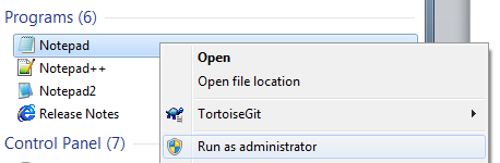 Open notepad as administrator.